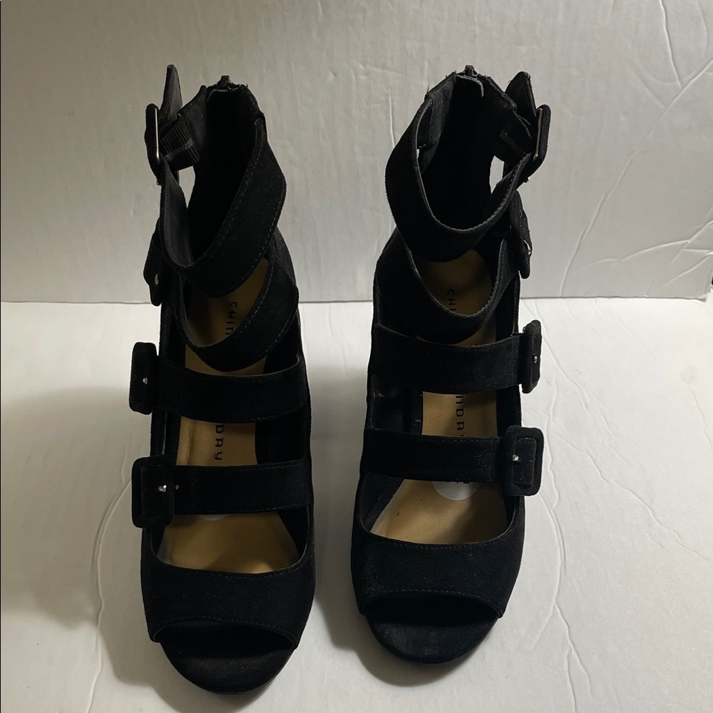 Chinese Laundry Women’s Black velvet Multi-Strap Heels size 6.5 - Picture 4 of 16